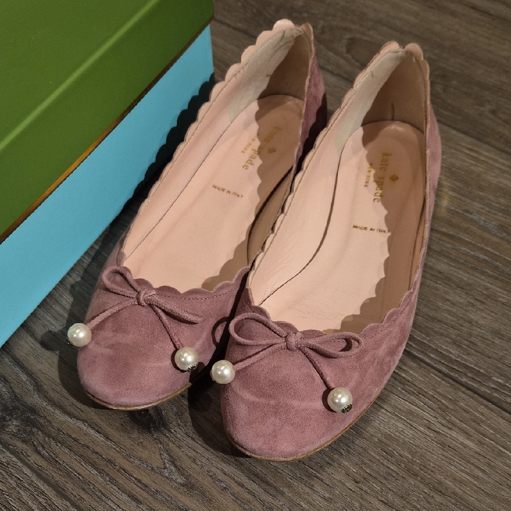 Kate Spade Rose Suede Pearl Flats